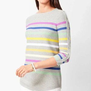 Talbots stripe button 3/4 sleeve sweater szS